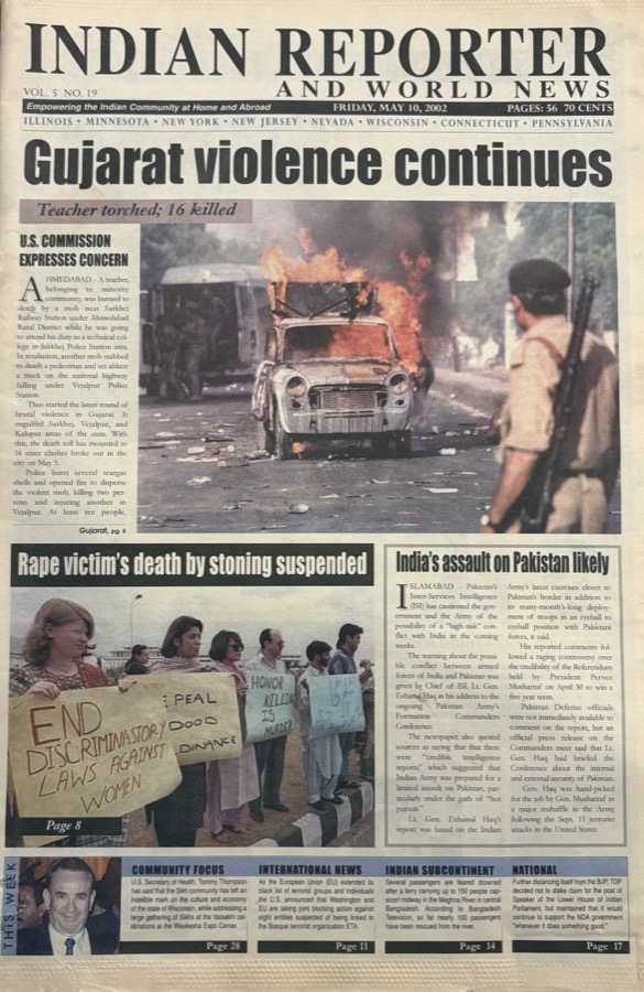 Front page of The Indian Reporter and World News